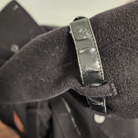 London Fog Heritage Black Wool Blend Trench Coat with Leather Accents - Picture 10 of 16